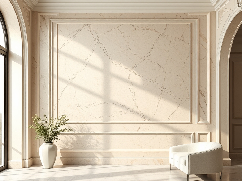 Parete con finitura decorativa effetto stucco veneziano