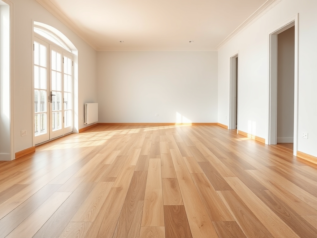 Posa di parquet in rovere in un locale luminoso